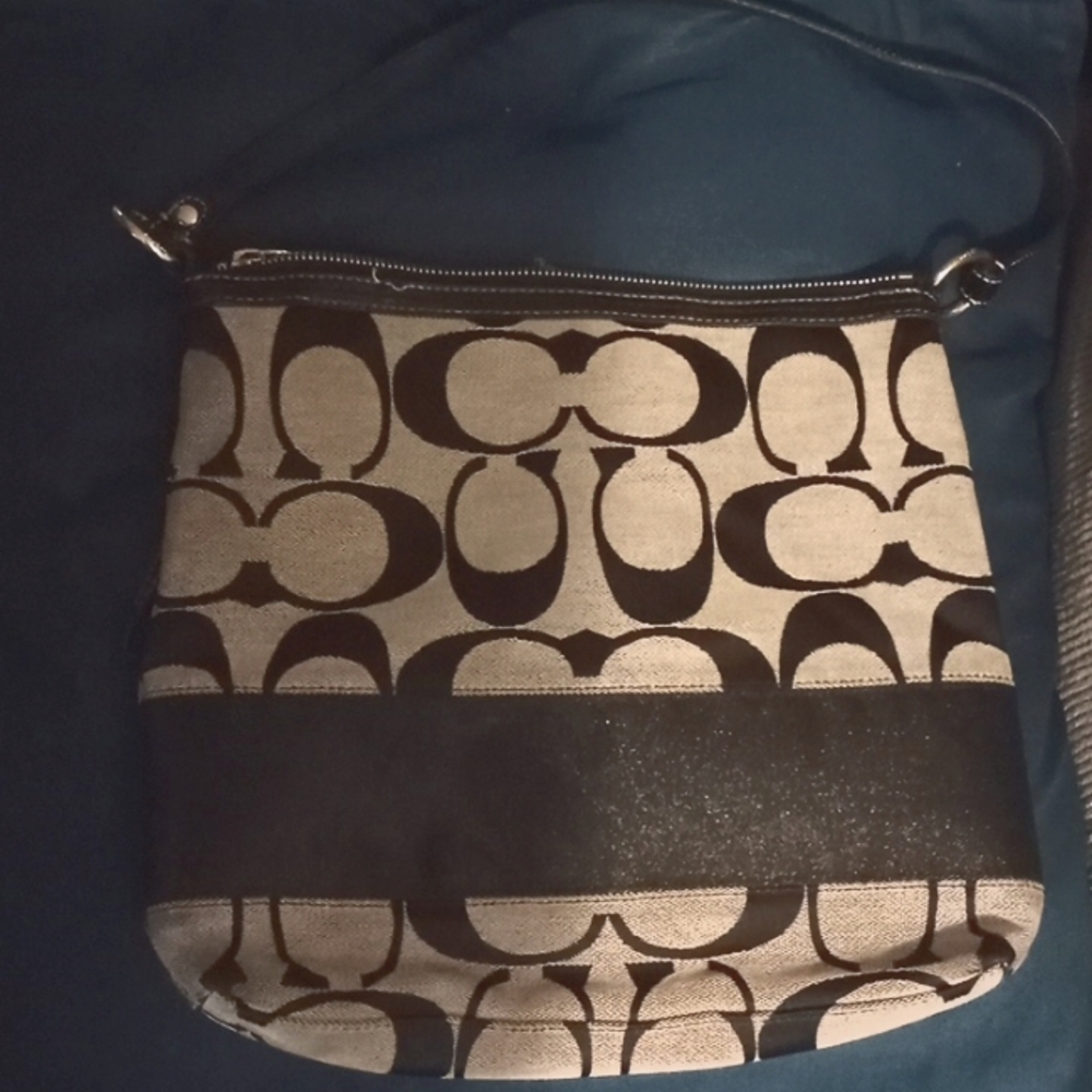Coach Signature Black and Cream Bag